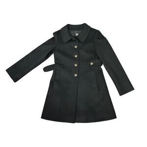 Cinzia Girls Cashmere Peacoat Black Long Sleeve Belt Waist Jackets Size 12Y